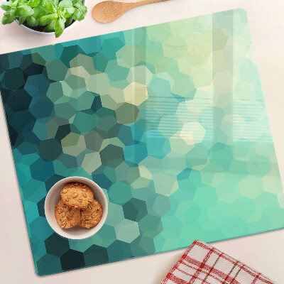 Tábua para corte Hexágonos geométricos em tons de azul