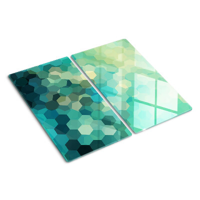 Tábua para corte Hexágonos geométricos em tons de azul