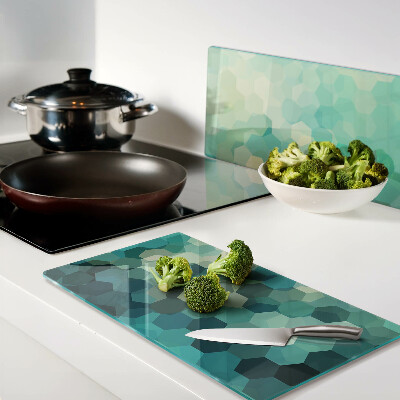 Tábua para corte Hexágonos geométricos em tons de azul