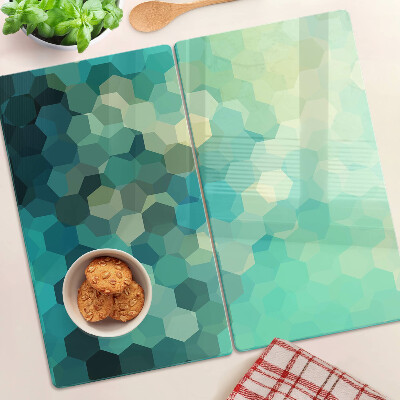 Tábua para corte Hexágonos geométricos em tons de azul