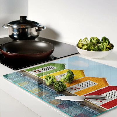 Tábua para cozinha Casas coloridas à beira-mar