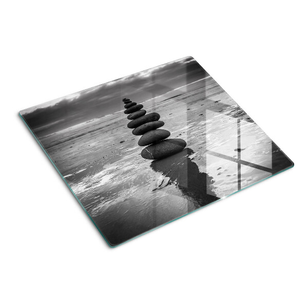 Tábua para cozinha Pedras de praia em preto e branco