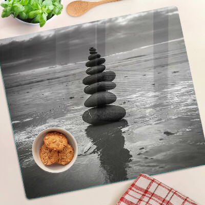 Tábua para cozinha Pedras de praia em preto e branco