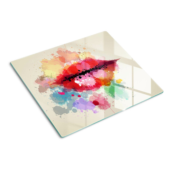 Tábua para cozinha Lábios com manchas coloridas