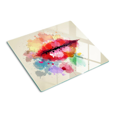 Tábua para cozinha Lábios com manchas coloridas