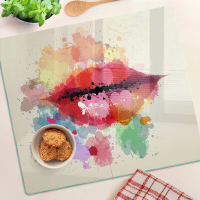 Tábua para cozinha Lábios com manchas coloridas