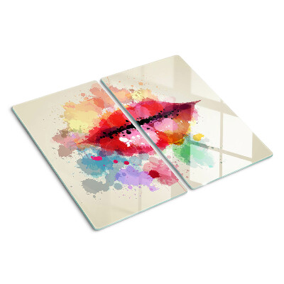 Tábua para cozinha Lábios com manchas coloridas