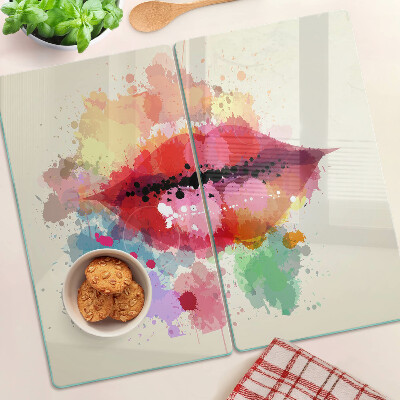 Tábua para cozinha Lábios com manchas coloridas