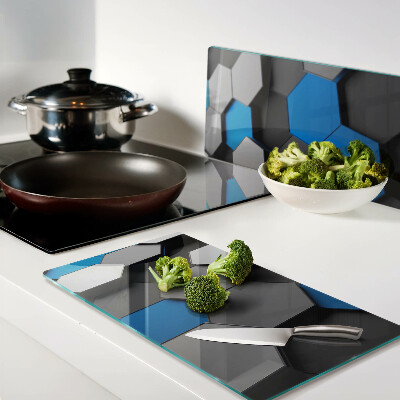 Tábua para cozinha Padrões hexagonais em tons de azul acinzentado