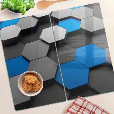 Tábua para cozinha Padrões hexagonais em tons de azul acinzentado