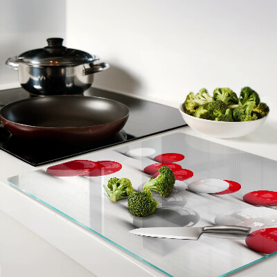 Tábua para corte Bolas vermelhas e brancas