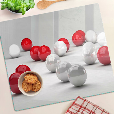 Tábua para corte Bolas vermelhas e brancas