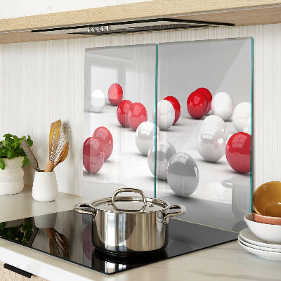 Tábua para corte Bolas vermelhas e brancas