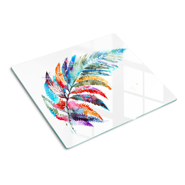 Tábua para cozinha Folhas de samambaia em cores do arco-íris