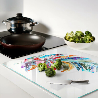 Tábua para cozinha Folhas de samambaia em cores do arco-íris