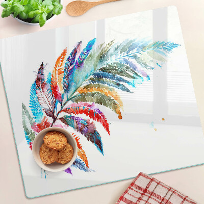 Tábua para cozinha Folhas de samambaia em cores do arco-íris