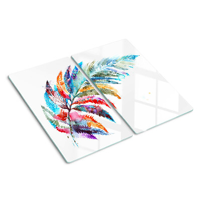 Tábua para cozinha Folhas de samambaia em cores do arco-íris