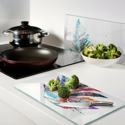 Tábua para cozinha Folhas de samambaia em cores do arco-íris