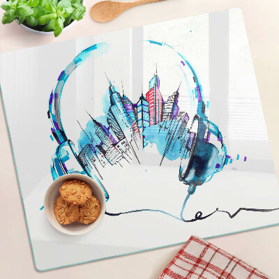 Tábua para cozinha Fones de ouvido com paisagem urbana