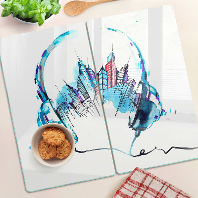 Tábua para cozinha Fones de ouvido com paisagem urbana