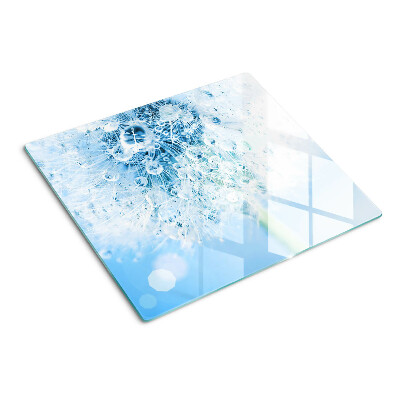 Tábua para cozinha Flor de dente-de-leão com gotas de água