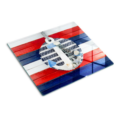 Tábua para cozinha Âncora contra o fundo de listras