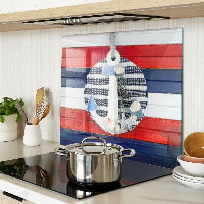 Tábua para cozinha Âncora contra o fundo de listras