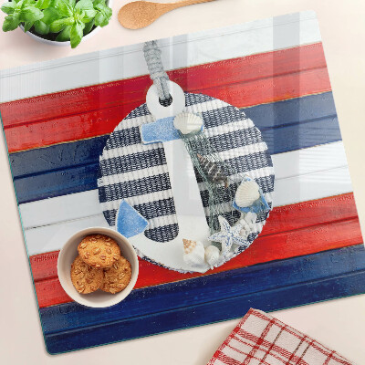 Tábua para cozinha Âncora contra o fundo de listras