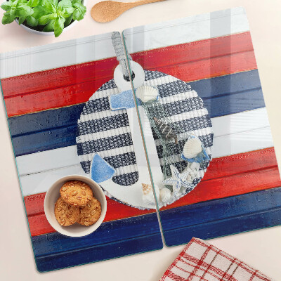 Tábua para cozinha Âncora contra o fundo de listras