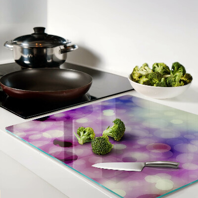 Tábua para cozinha Bokeh em tons de roxo e rosa