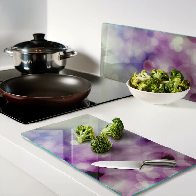 Tábua para cozinha Bokeh em tons de roxo e rosa
