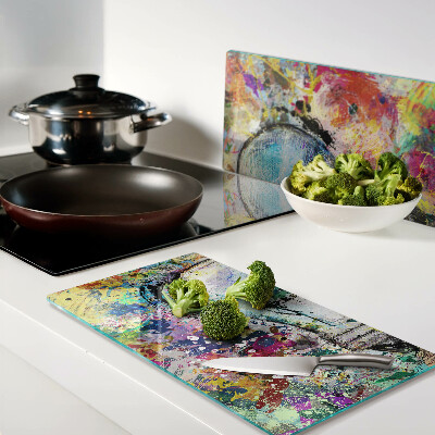 Tábua para corte Lâmpada em um fundo colorido