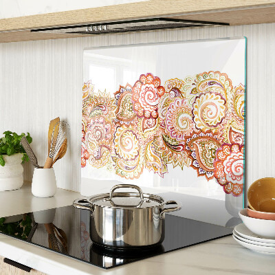 Tábua para corte Motivo Paisley em tons de vermelho e dourado