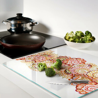 Tábua para corte Motivo Paisley em tons de vermelho e dourado