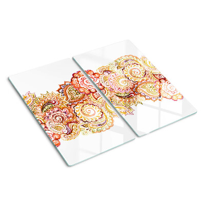 Tábua para corte Motivo Paisley em tons de vermelho e dourado