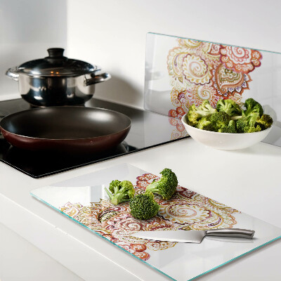 Tábua para corte Motivo Paisley em tons de vermelho e dourado