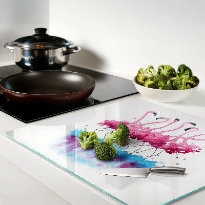 Tábua para corte Flamingos em estilo aquarela