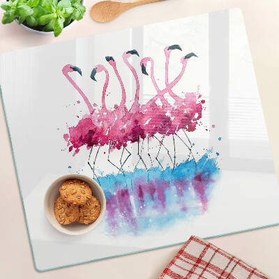 Tábua para corte Flamingos em estilo aquarela