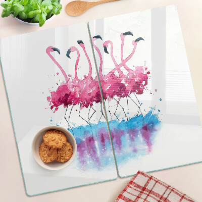 Tábua para corte Flamingos em estilo aquarela