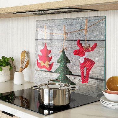 Tábua para cozinha Decorações de Natal em um fundo de madeira