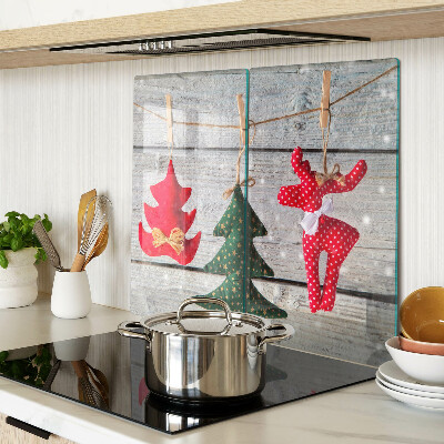 Tábua para cozinha Decorações de Natal em um fundo de madeira