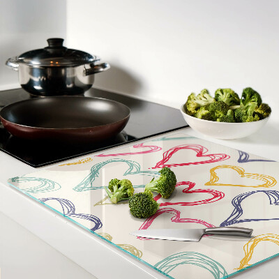 Tábua para cozinha Coração em cores diferentes