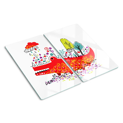 Tábua para corte Crocodilo em um cenário colorido