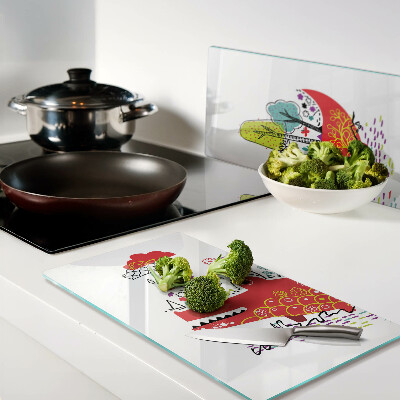 Tábua para corte Crocodilo em um cenário colorido