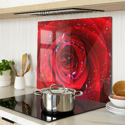 Tábua para corte Rosa vermelha com gotas de água