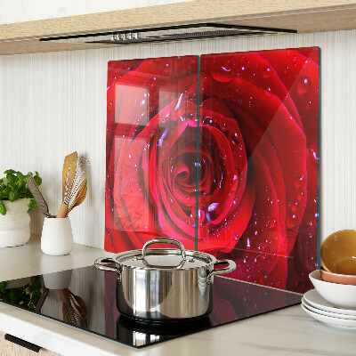 Tábua para corte Rosa vermelha com gotas de água