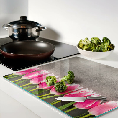 Tábua para cozinha Tulipas em um fundo cinza