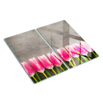 Tábua para cozinha Tulipas em um fundo cinza