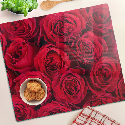 Tábua para corte rosas vermelhas