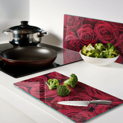 Tábua para corte rosas vermelhas